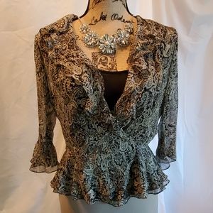 Jones New York Silk Peplum Blouse & Camisole